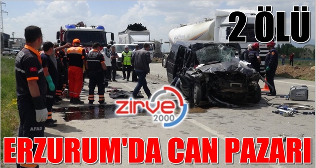 Otomobil kamyona çarptı