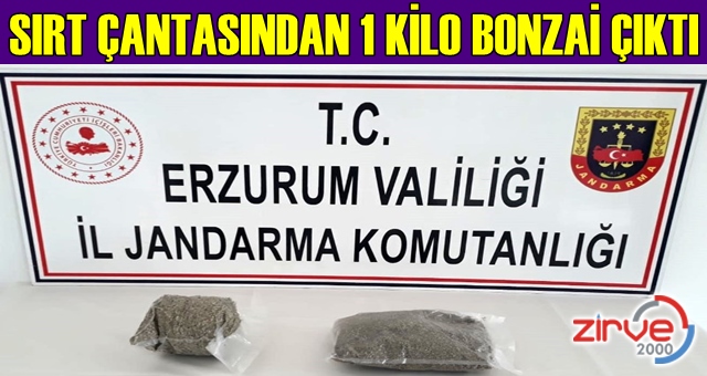 Yolcunun sırt çantasında 1 kilo bonzai ele geçirildi