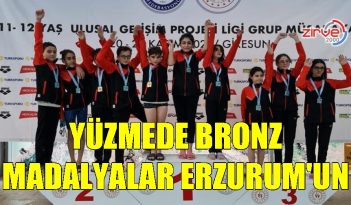 Yüzmede bronz madalyalar Erzurum’a