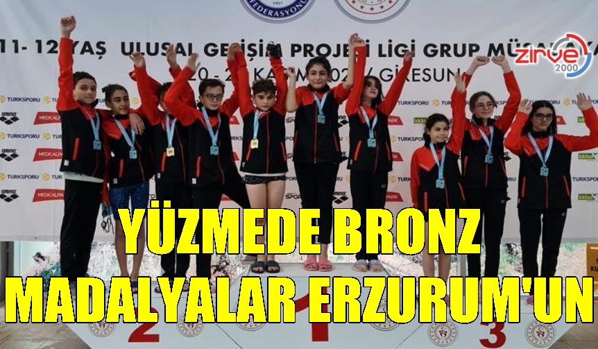 Yüzmede bronz madalyalar Erzurum’a