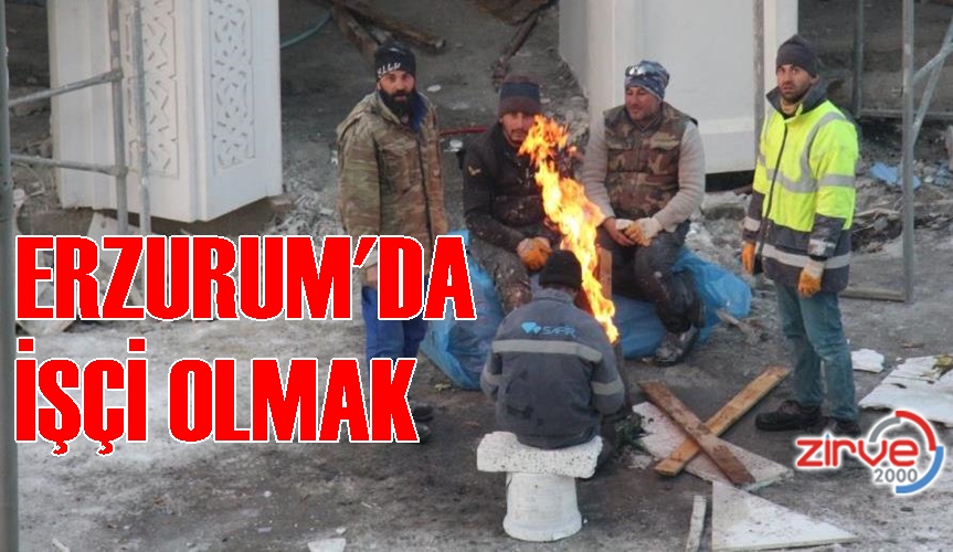 İnşaat işçilerinin soğukla mücadelesi