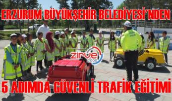 İlköğretim çağındaki çocuklara trafik eğitimi veriyor