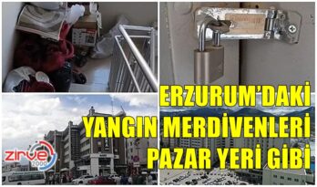 YANGIN MERDİVENLERİNE ENGEL…